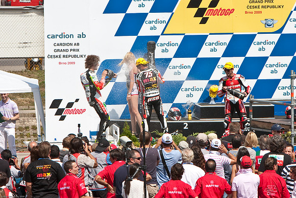 Simoncelli, Pasina, and Bautista, 1st, 2nd, and 3rd in the 250cc Brno MotoGP