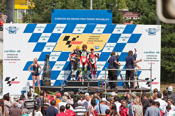Simoncelli, Pasina, and Bautista, 1st, 2nd, and 3rd in the 250cc Brno MotoGP