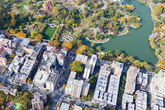 "Aerial view of Central Park autumn foliage"