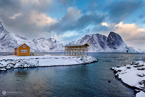Empty Cod Drying Racks in Hamnoy, Lofoten Islands, Norway