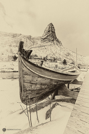 Mountain Peak in Reine, Lofoten Islands, Norway