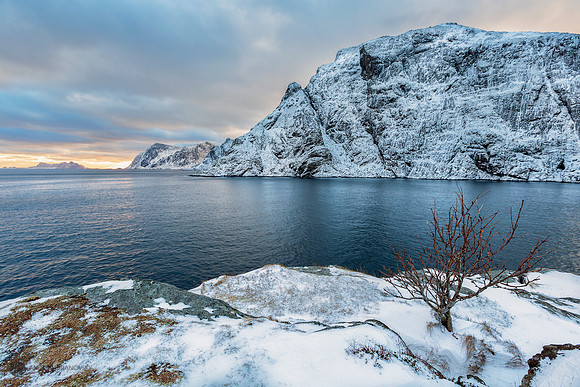 Sunset in Å, the "End of the World", a small town in Moskenes, the Lofoten Islands, Norway