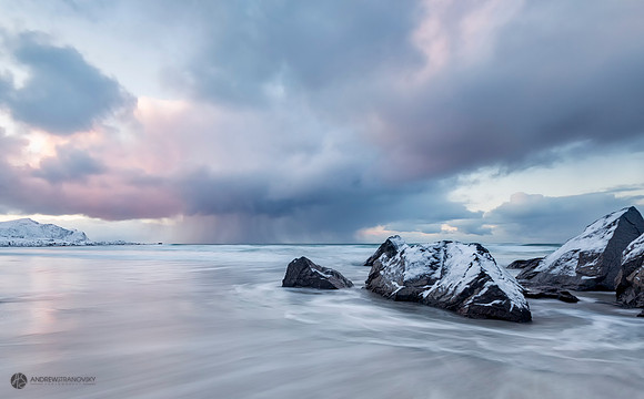 Arctic Storms near Skagsanden Beach, Lofoten Islands, Norway